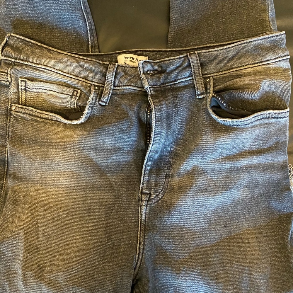 Forever 21 black, gray stretchy distressed jeans